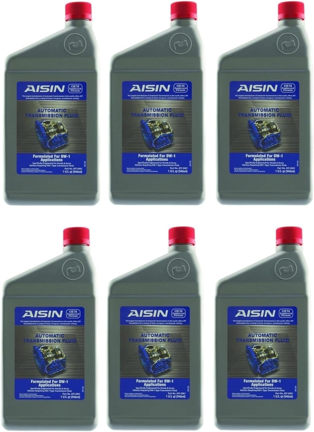 Set of 6 ATF DW-1 Automatic Transmission Fluids Aisin for Honda Acura