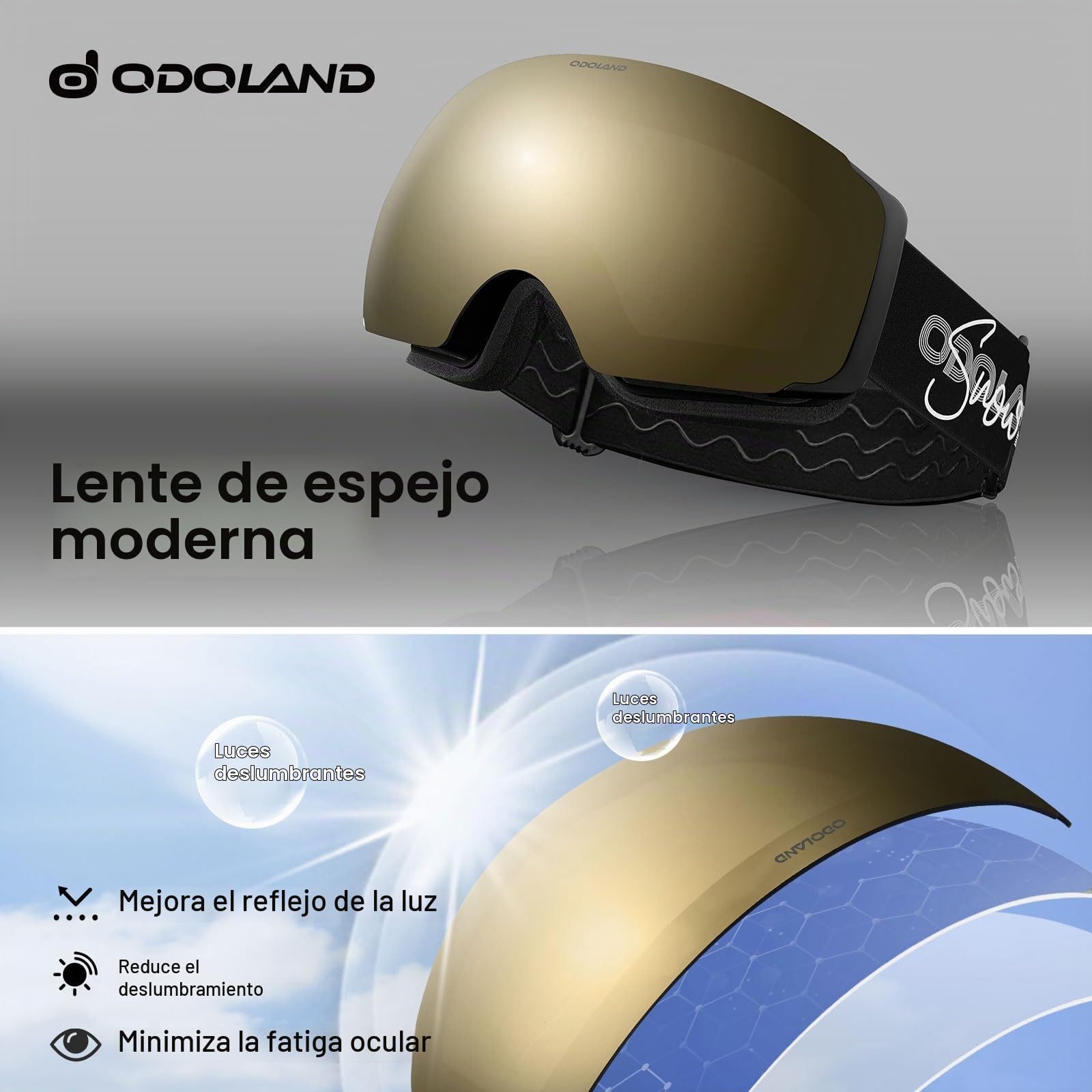 Odoland Gafas de Esquí Esféricas Grandes Sin Marco con Lentes Magnéticas Intercambiables, Máscara de Esquí para Adultos y Jóvenes, BJ