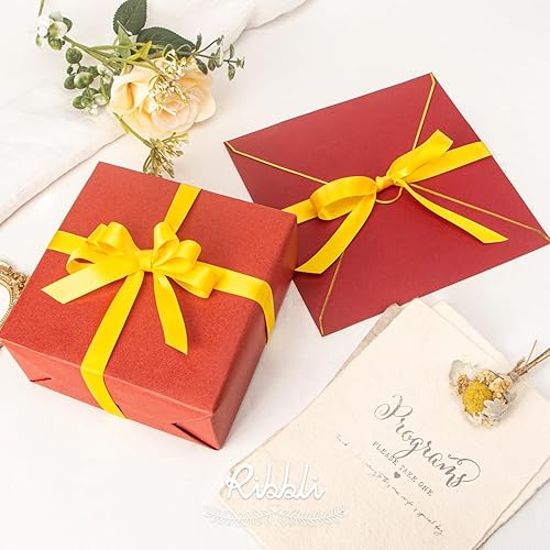 Miniatura 208 de Ribbli - Cinta de satén roja de doble cara, 1 pulgada x 25 yardas, uso para ramo de lazos, envoltura de regalo de Navidad, arreglo floral Rojo