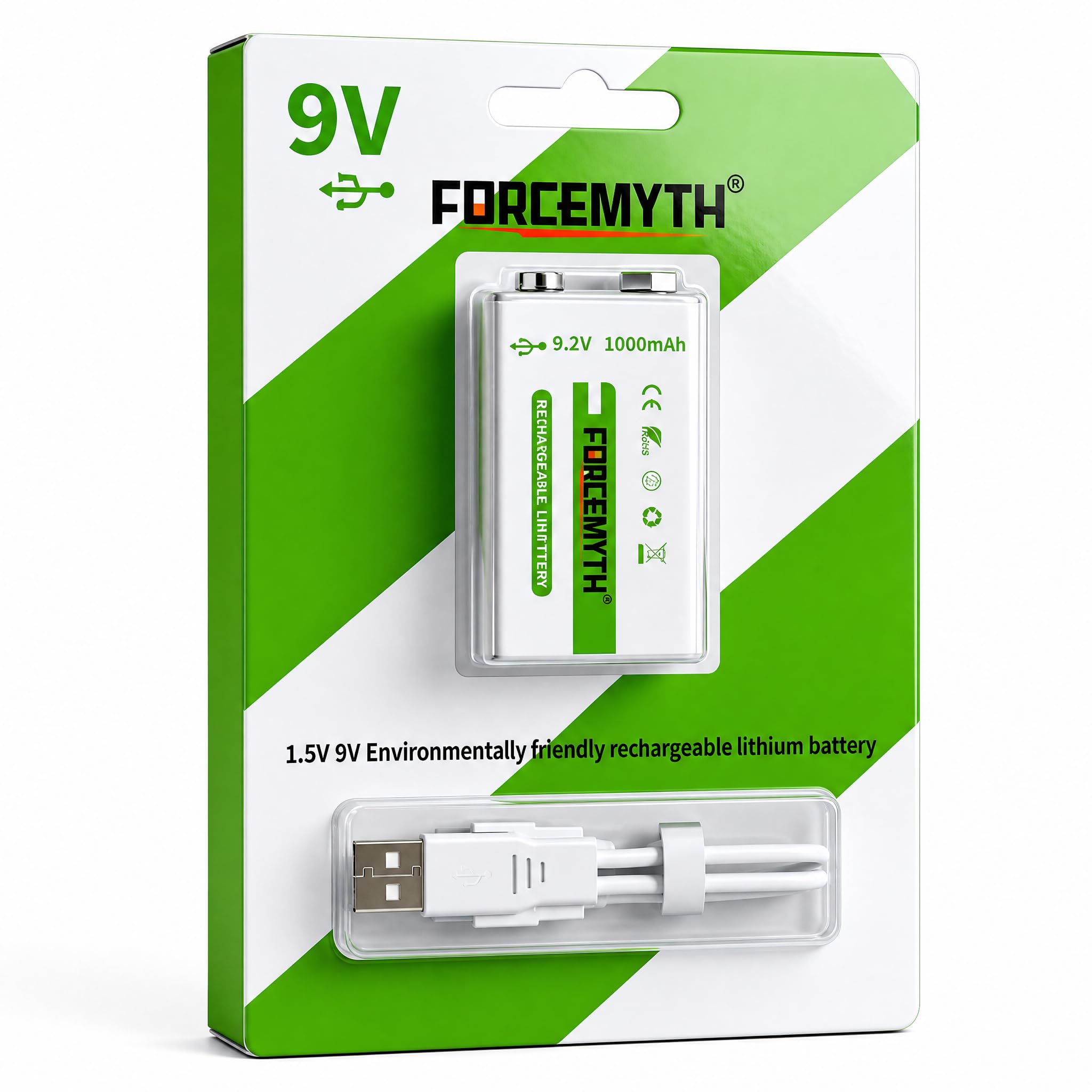 9V Rechargeable Lithium Battery with Charger Kit, 1000mAh High-Capacity, Direct USB-C Fast Charge, Stable 9V Output, 1200+ Recharge Cycles, 10-Year Shelf Life, 1-Pack-picture-23
