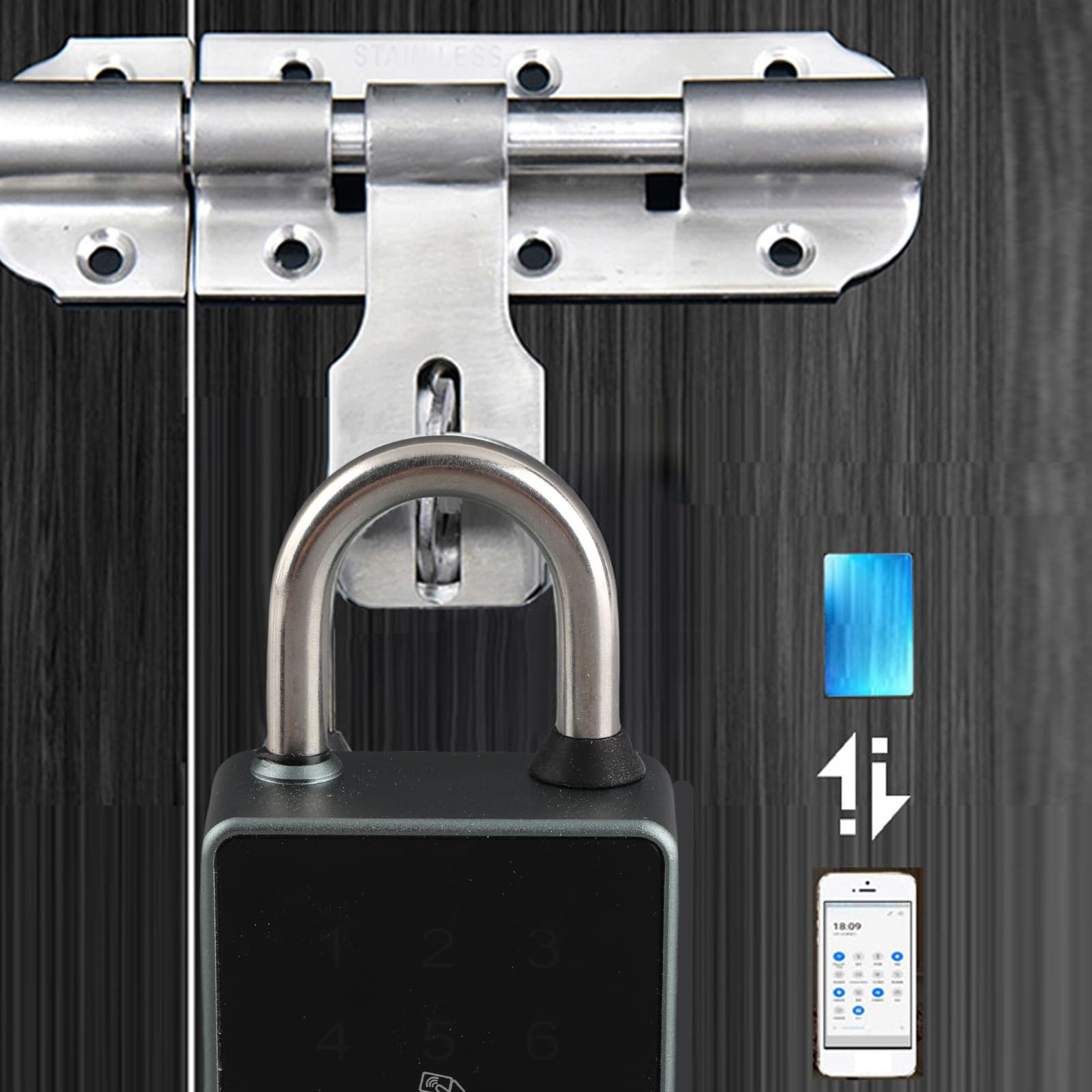Sonew Candado Inteligente con Contraseña y Huella Dactilar, Candado Biométrico de Metal sin Llave con Huella Digital, Cerradura Electrónica con Llave de Aplicación de Tarjeta,