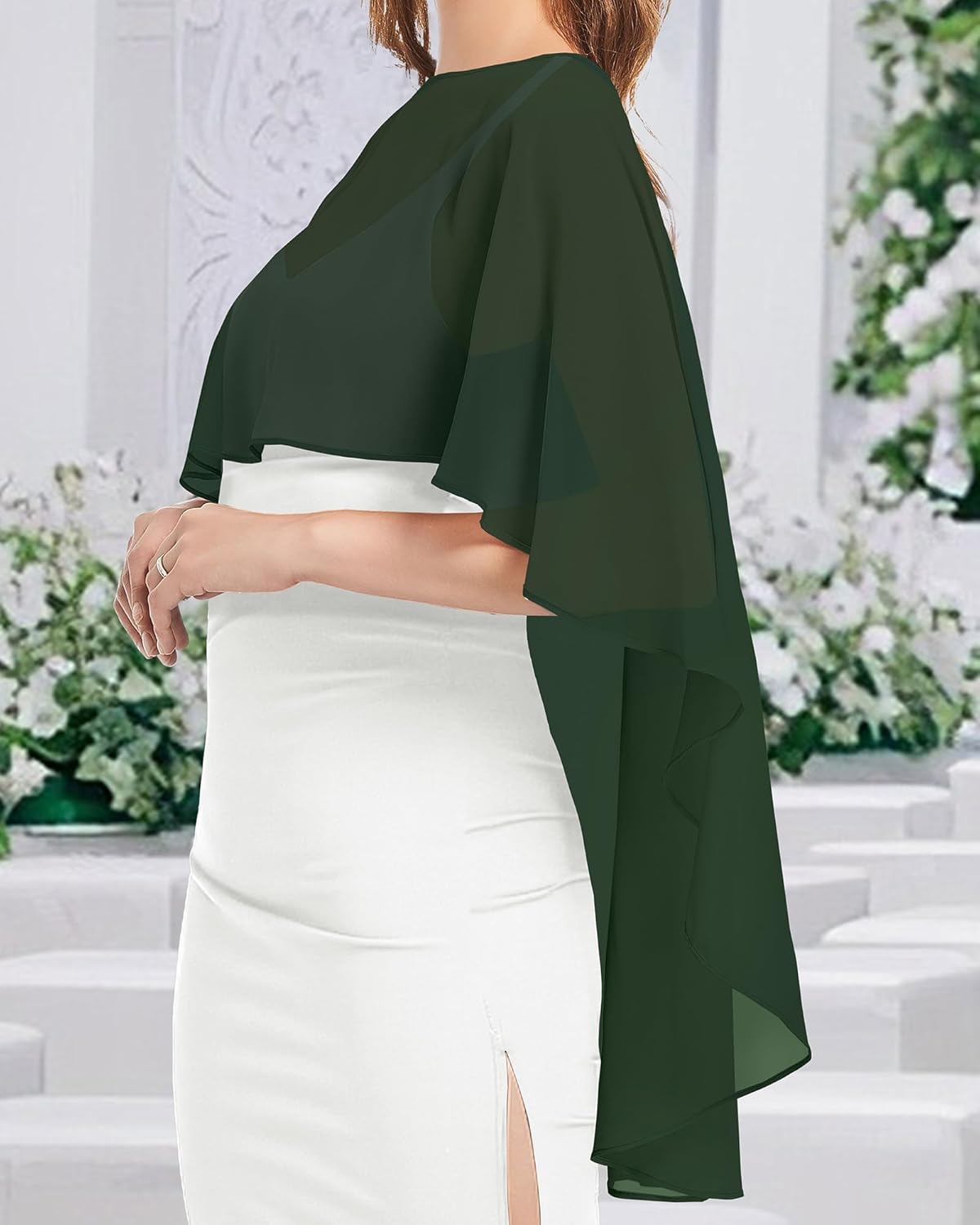 Womens Capelets Shawls and Wraps for Evening Dress Chiffon Capes Wedding Cover Up - Image 4