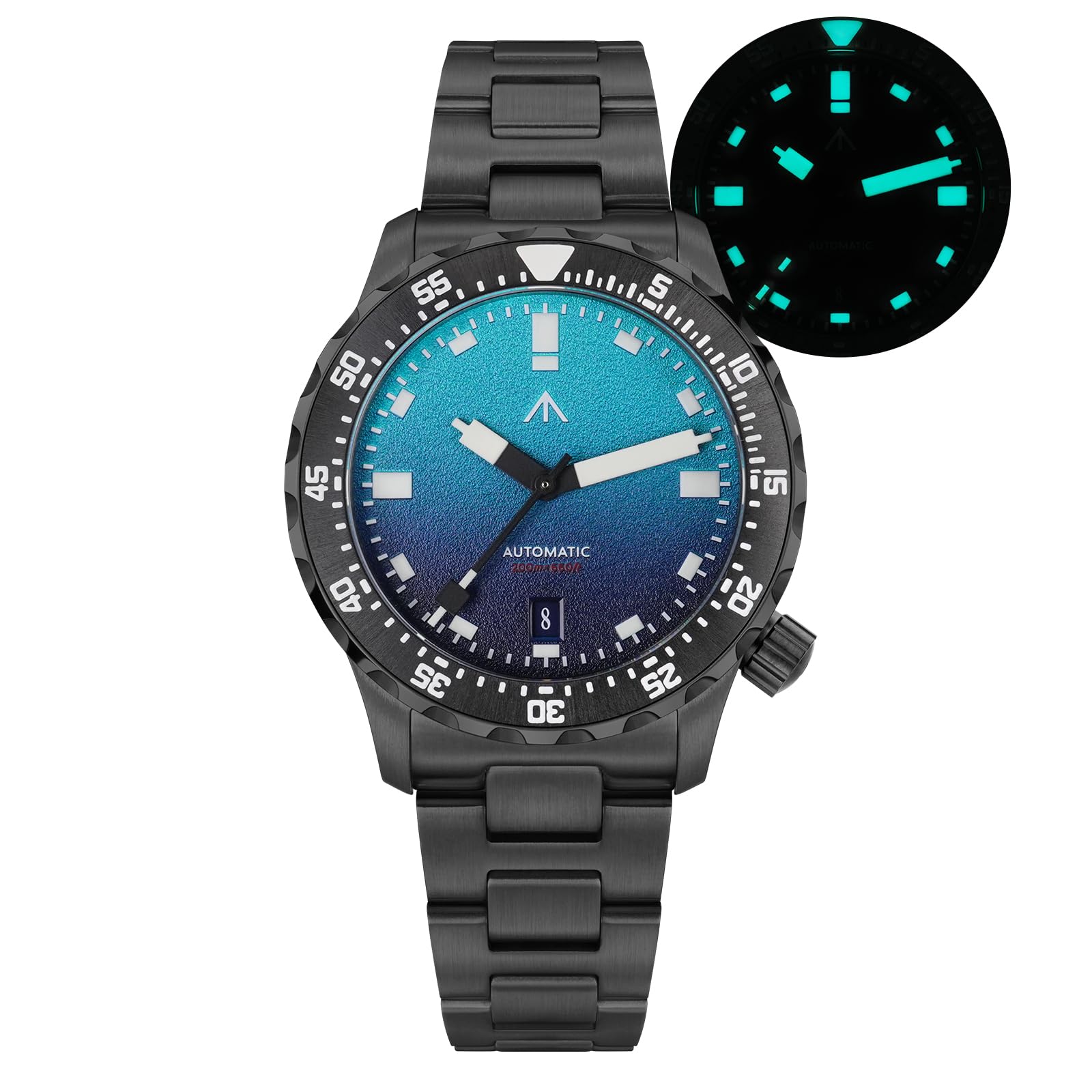 Militado PT5000 Montre de plongée pour homme 39 mm Mouvement automatique ML20 avec bracelet en acier inoxydable BGW9 super lumineux Étanche 200 m