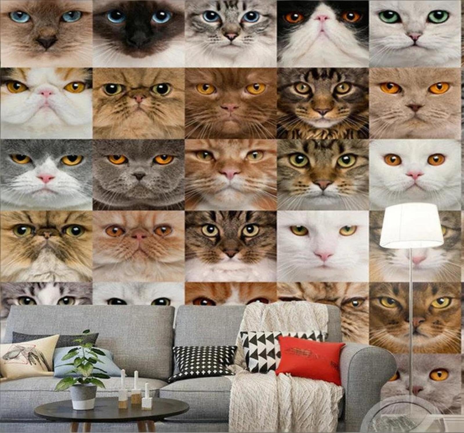 Wallpaper-3D-Xlm 250Cm×170Cm(B×H) Large Cute Animal Kitten Pet 3D Wallpaper Easy Install Feature Office Living Room Sofa Bedroom Tv Background Wall Decoration-250Cm×170Cm