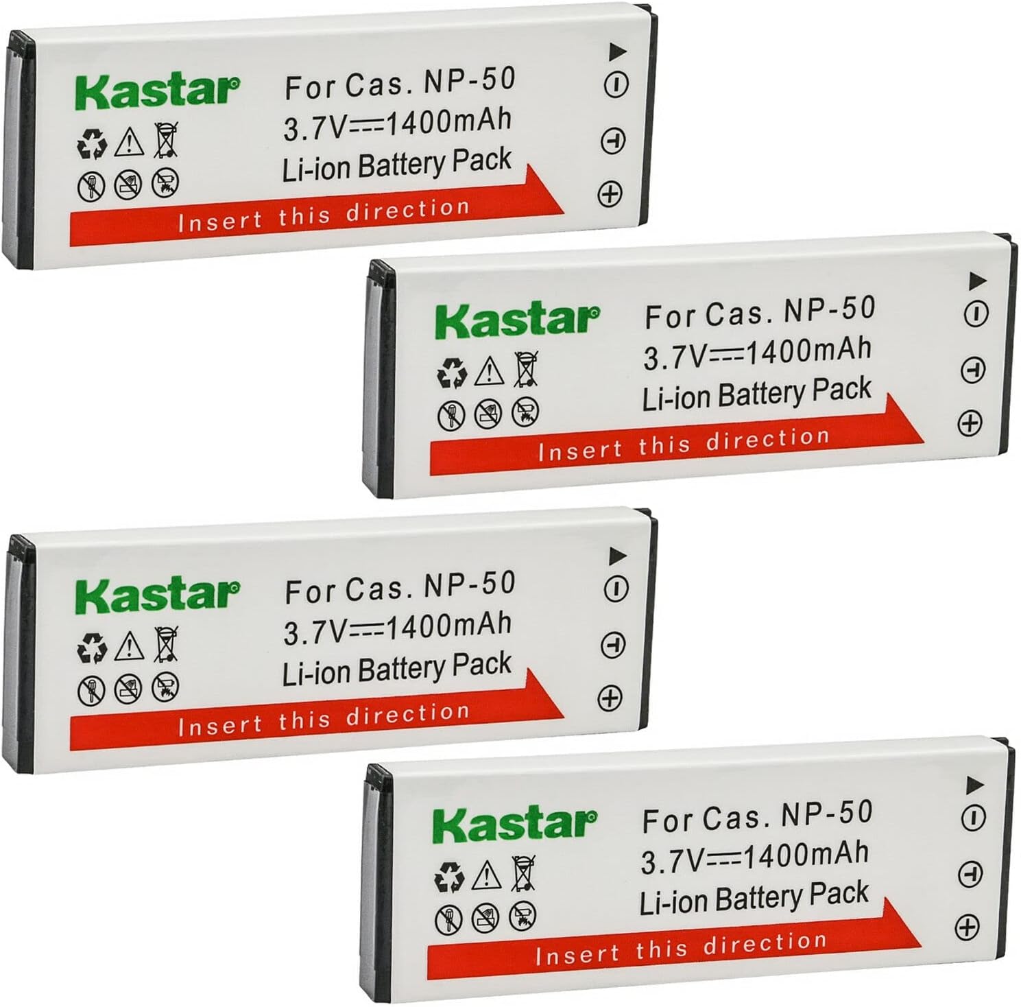 Kastar 2-Pack Battery Replacement for Casio NP-50 CNP-50 CNP50 NP-50DBA Battery, Casio Exilim Hi-Zoom EX-V7, Exilim Hi-Zoom EX-V7SR, Exilim Hi-Zoom EX-V8, Exilim Hi-Zoom EX-V8SR Cameras