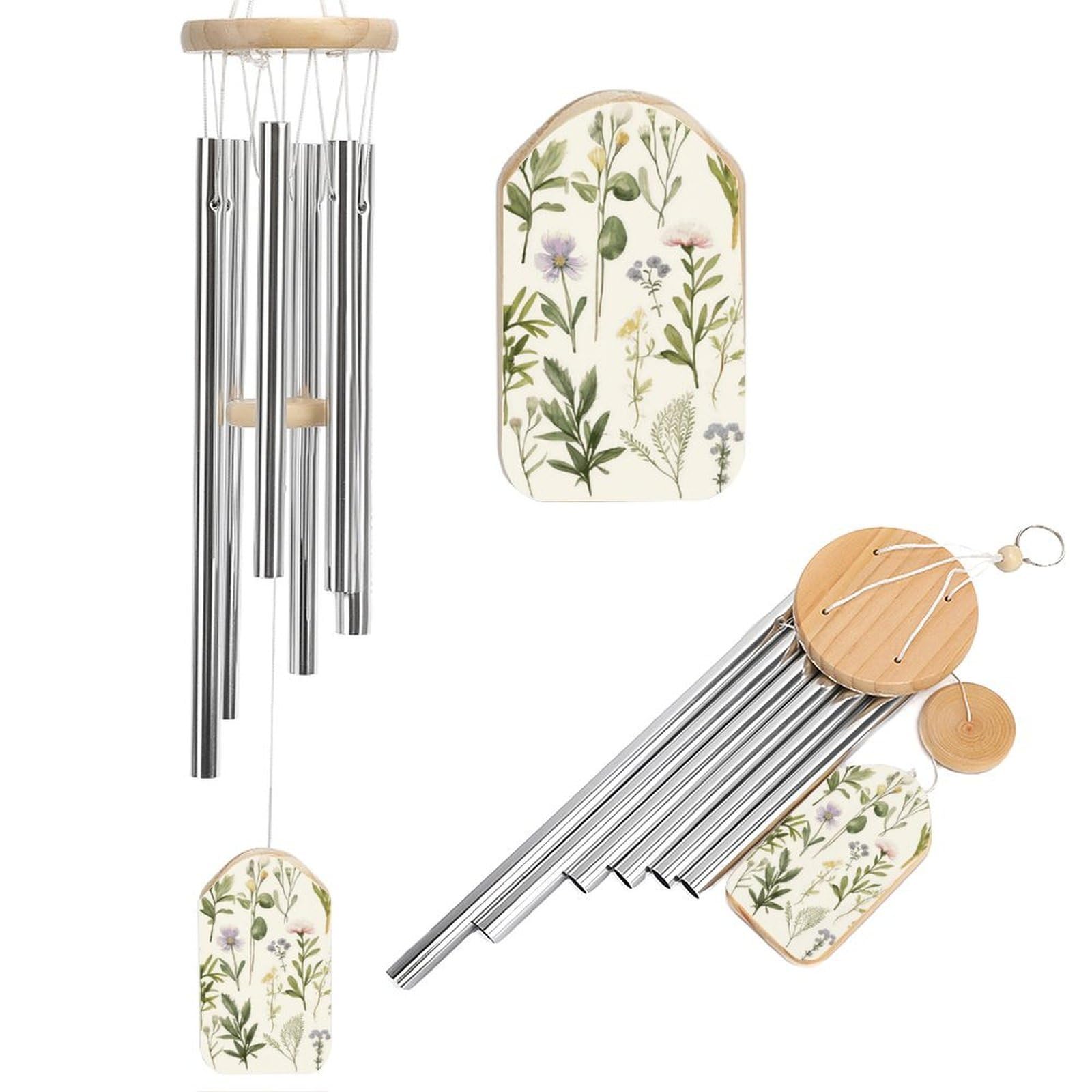 Season Watercolors of Herbs Flowersb Wind Chime 20.5" Aluminium Wind Chimes Outdoor Garden Patio Decoration Windchime Memorial Gifts Windchimes for Men and Women