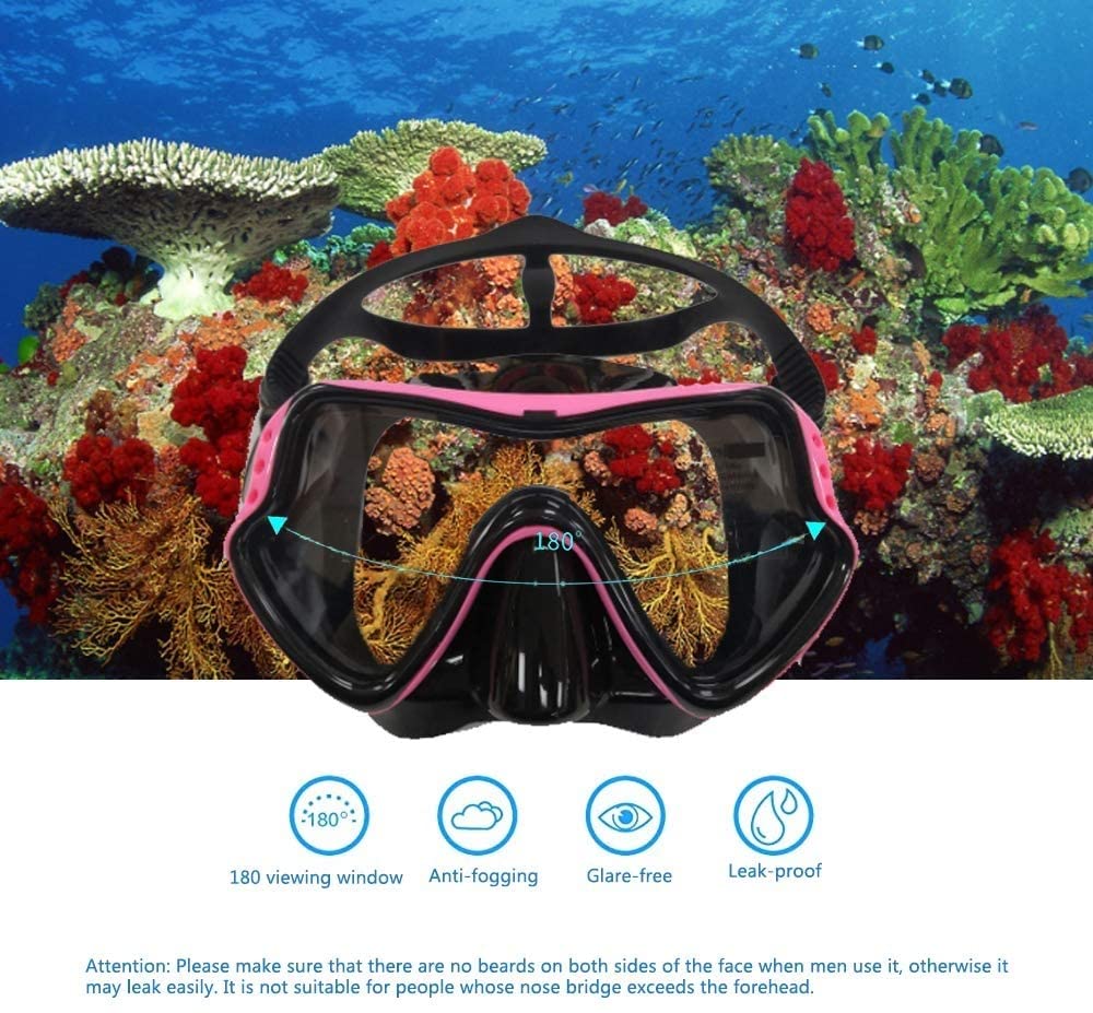 Máscara De Buceo, Equipo De Snorkel Premium, Máscara De Buceo para Adultos, Gafas De Natación De Silicona Y Vidrio Templado, Equipo De Snorkel Seco.