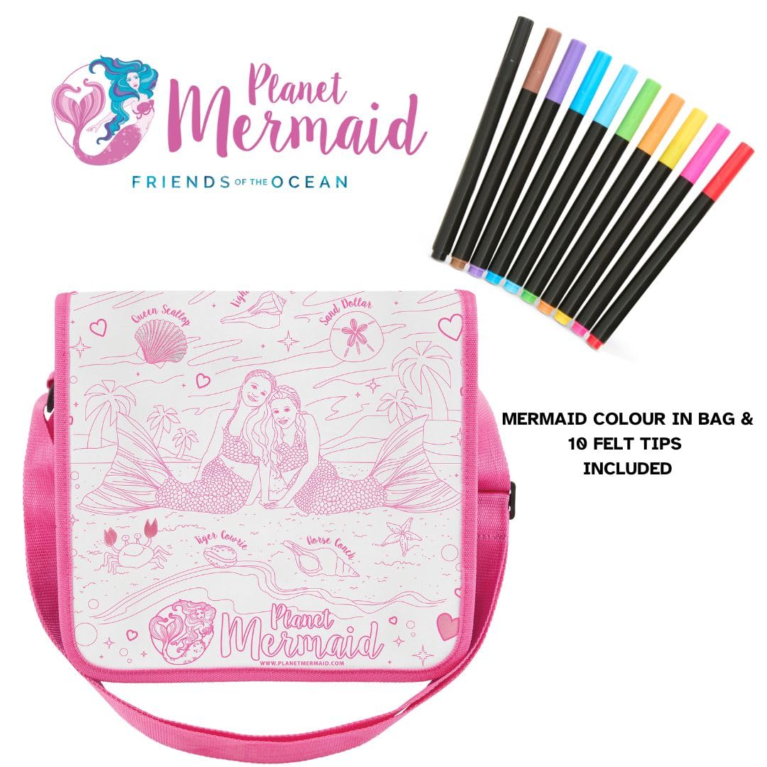 Planet Mermaid Colour Your Own Mermaid Bag with 10 Vibrant Felt Tip Pens - Image 3