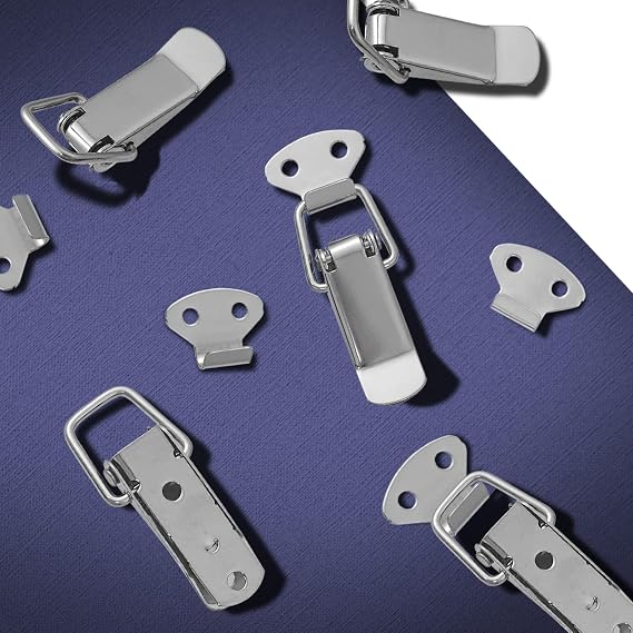 8Pcs Toggle Latch Catch Clamp Stainless Steel Spring Loaded for Case Box,Toolbox,Drawer,Cabinet,Chest Trunk - Silver HS-010