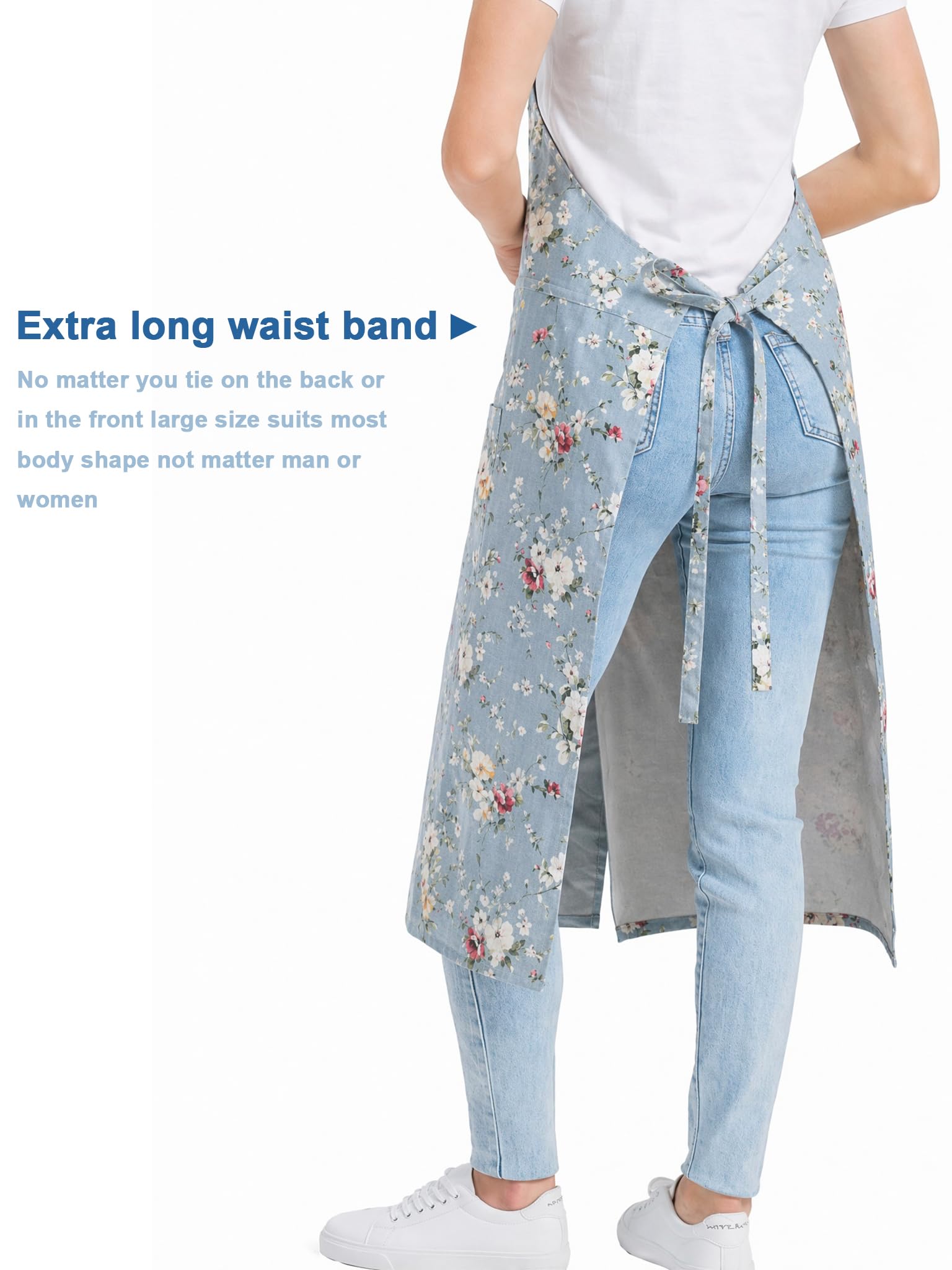 Molaxhome Split Pottery Apron with 3 Pockets Unisex with Adjustable Strap, Bluerose - Image 6
