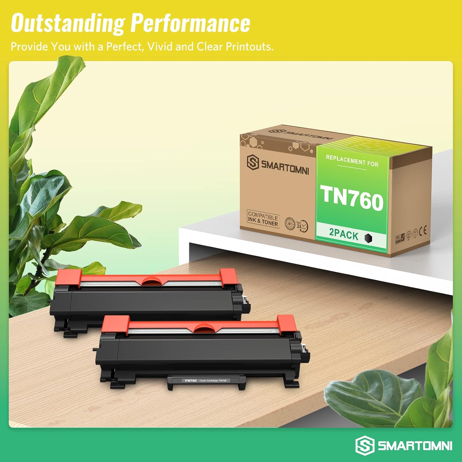 Comaptible Toner Cartridge Replacement for Brother TN760 Toner Cartridge for HL-L2350DW L2390DW L2395DW 2370DW MFC-L2710DW L2750DW L2690DW DCP-L2550DW Printers - 2 Pack