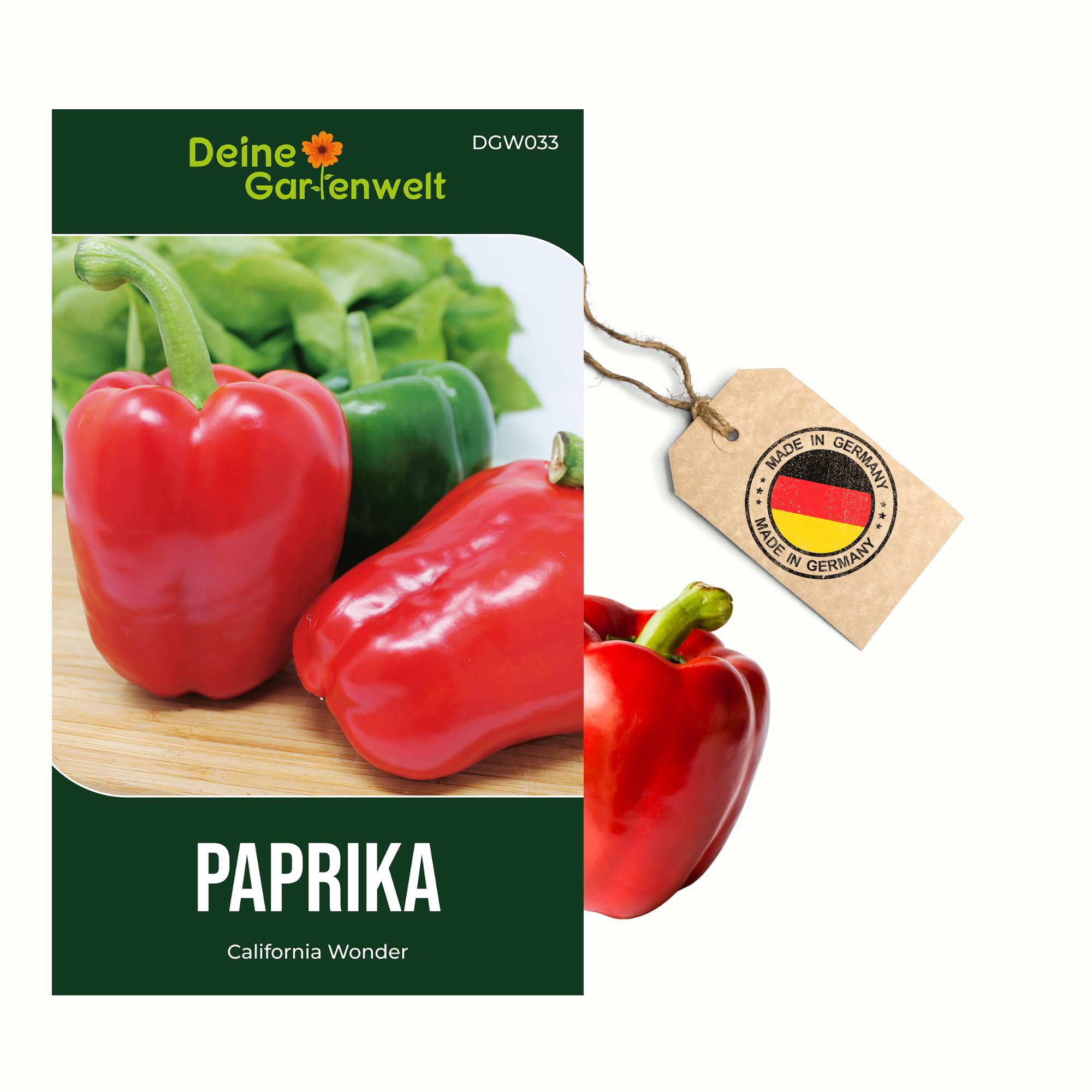 Paprika California Wonder Samen - Capsicum annuum - Paprikasamen - Gemüsesamen - Saatgut für 30 Pflanzen