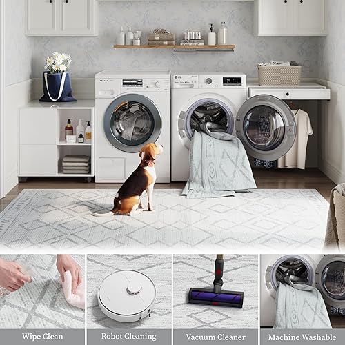 Miniatura 4 de jinchan Alfombra de pasillo marroquí de 2 x 8 pies con línea bohemia para pasillo, lavable, moderna, geométrica, suave, antideslizante, para