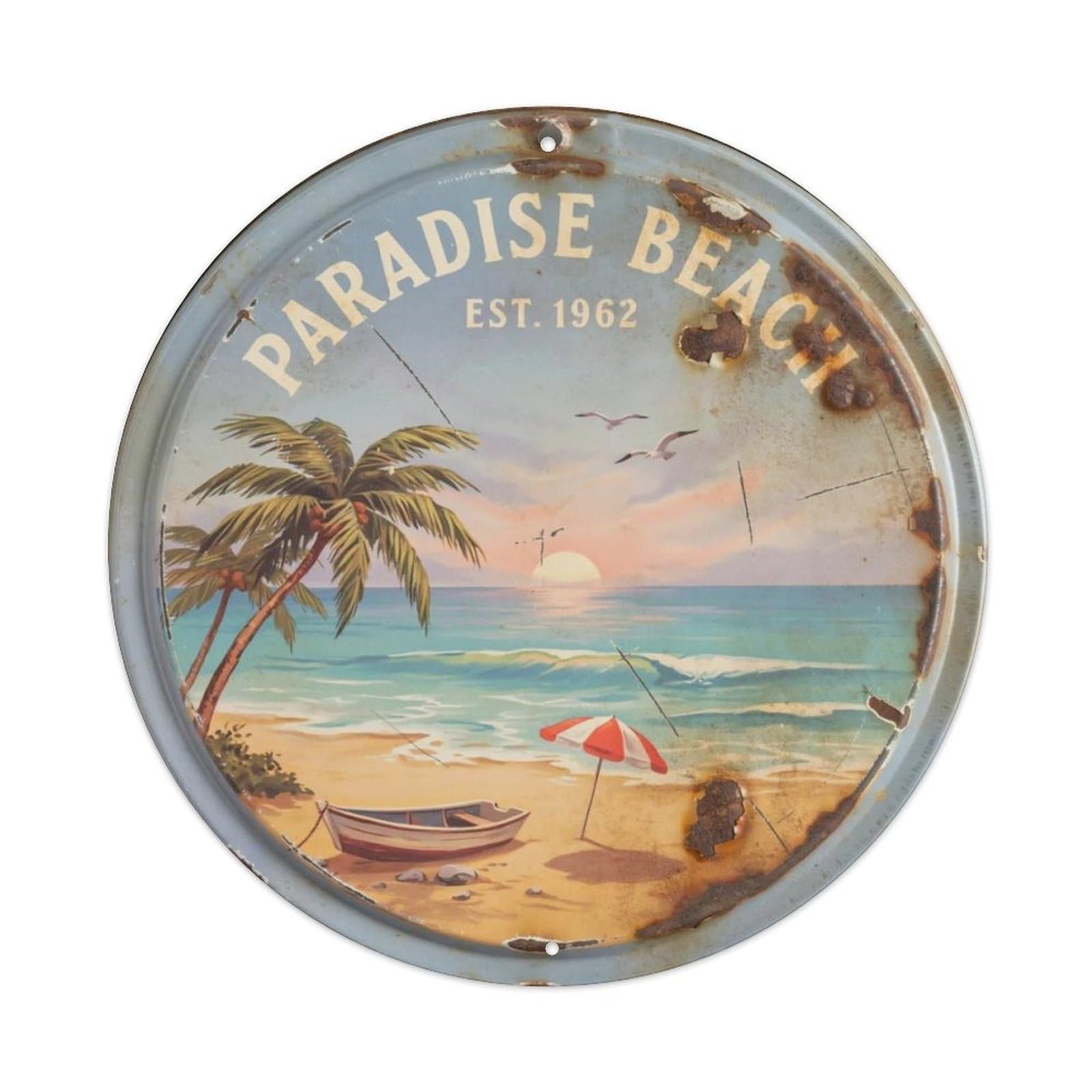 Retro-Beach-Sign Metal Tin Sign Plaque