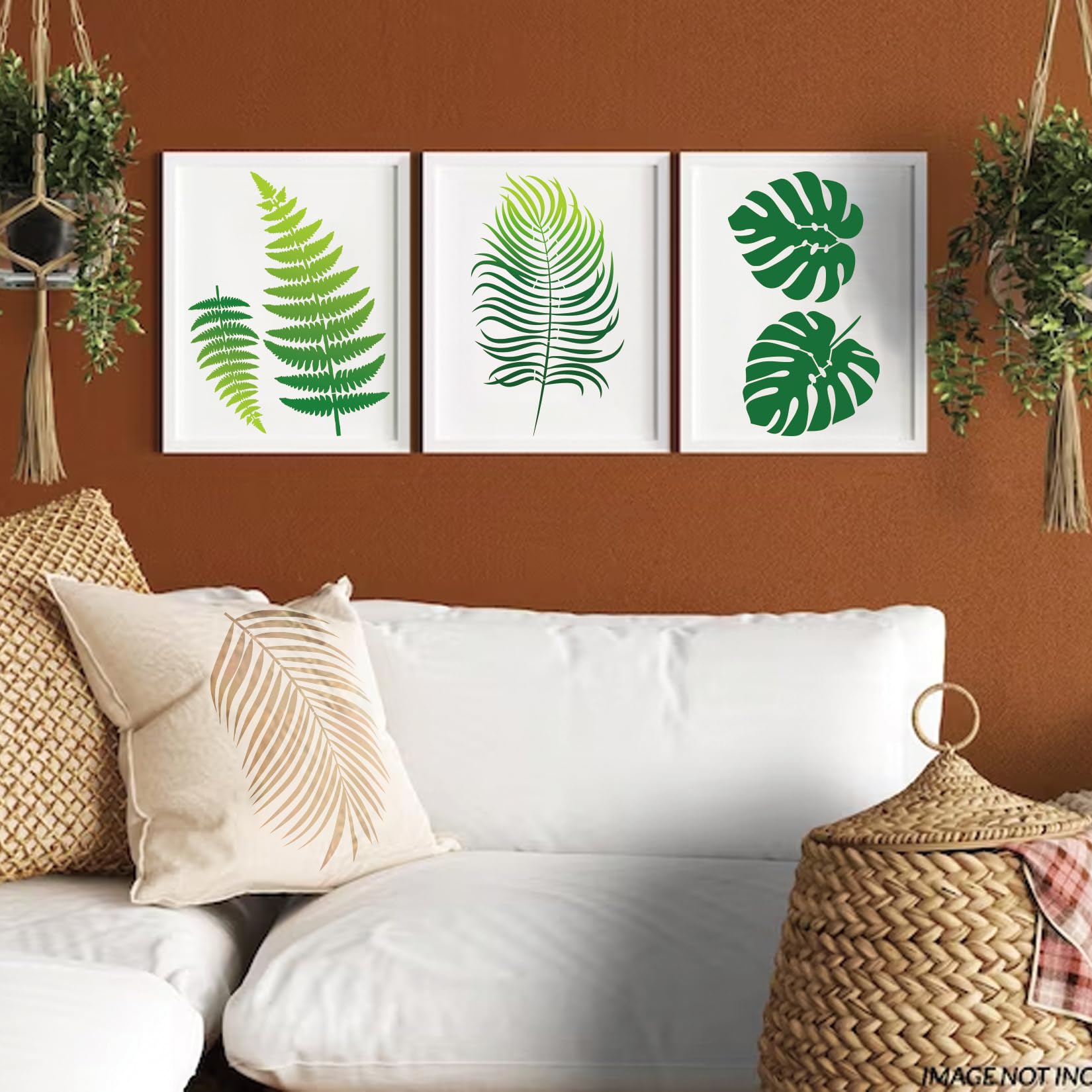 Large Tropical Leaves Stencils for Painting A4 Palm Leaf Stencil Hawaiian Fern LeavesTemplate Paint Stencils for Painting on Wood Burning Art Craft Canvas Furniture Wall (9 Leaf)