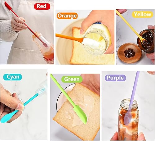 Miniatura 6 de Colorido juego de 6 espátulas de silicona, espátula de maquillaje, espátulas pequeñas para cosméticos, espátula de belleza pequeña, espátula de