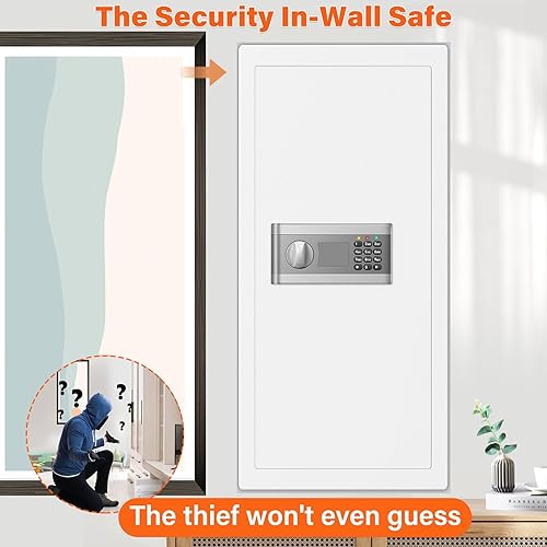 Miniatura 3 de Caja fuerte de pared ignífuga de 31.5 pulgadas de alto entre los postes de 16 pulgadas, caja fuerte de pared oculta con 3 estantes extraíbles y modo