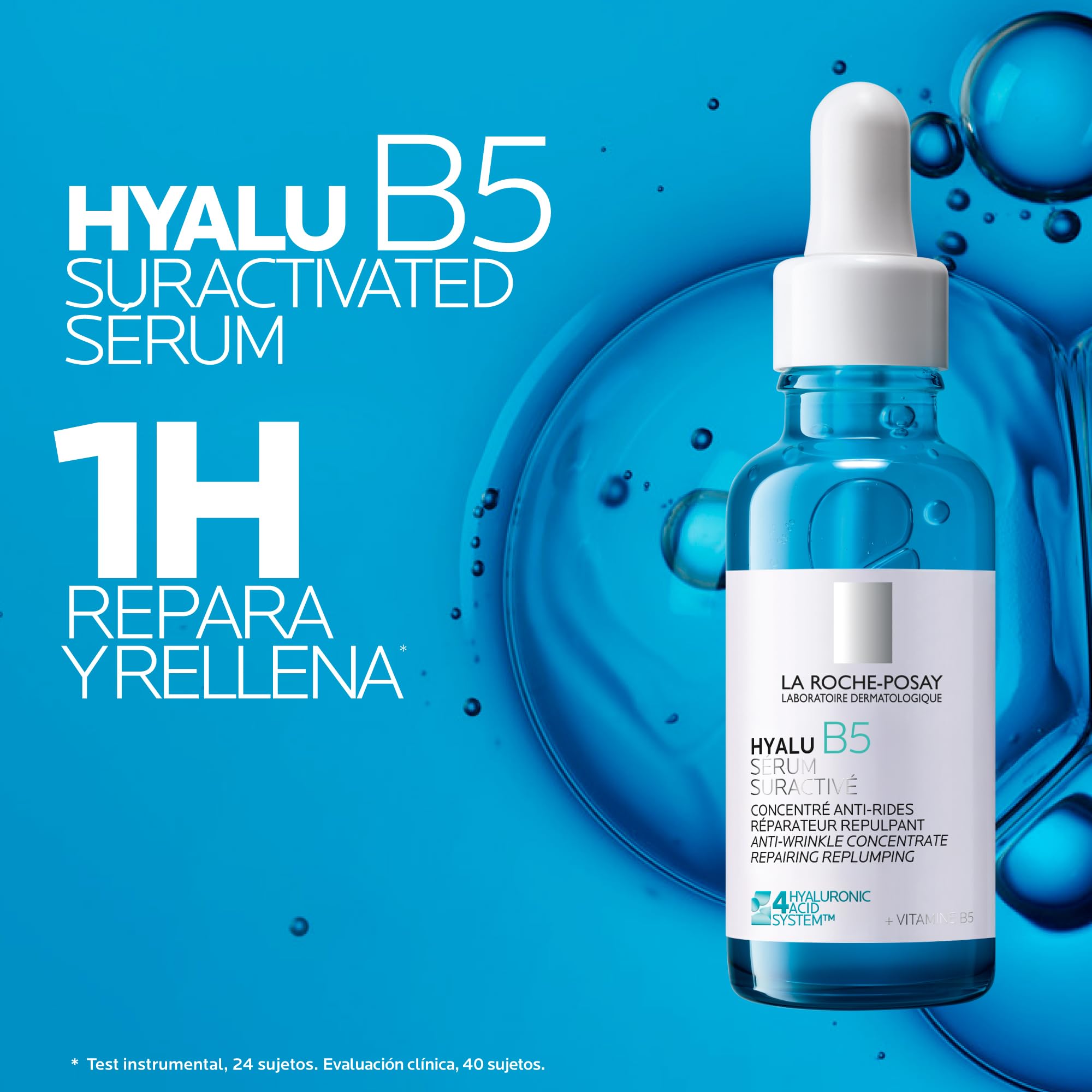 La Roche-Posay Hyalu B5 Suractivated, Sérum antiedad concentrado, Efecto Revitalizante, Repara y Rellena en 1h, 4 Tipos de Ácido Hialurónico, Vitamina B5 y derivado de Centella Asiática, 30 ml