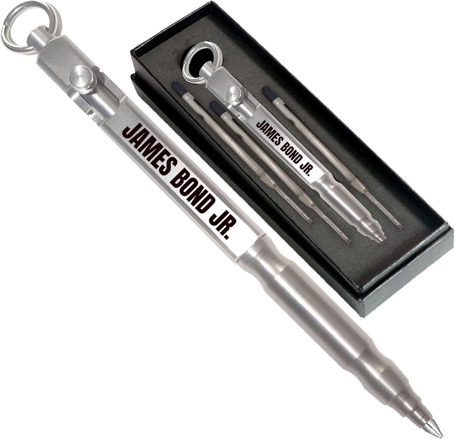 Custom Bolt Action Pen Free Engraving Custom Pocket EDC Metal Pen with 3 Refills Engravable for Personalization Office Decor Pen Gift for Gun Enthusiasts (Silver)