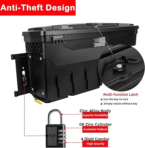 Miniatura 3 de POETRYXIAO Caja de almacenamiento con cerradura para caja de camioneta con candado de contraseña para Dodge Ram 1500 2500 2019-2023 (no compatible
