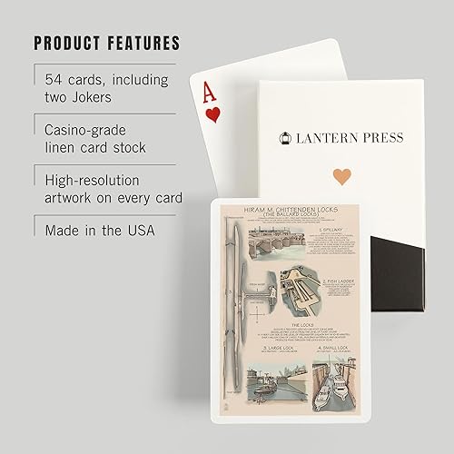 Miniatura 3 de Lantern Press Ballard Locks Technical (52 Playing Cards, Poker Size Card Deck with Jokers)