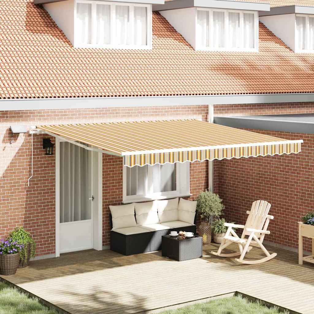 Toldo multicolor 400 x 300 cm de tela y acero retráctil manual diseño moderno robusto balcón protección solar terraza jardín para exterior salón