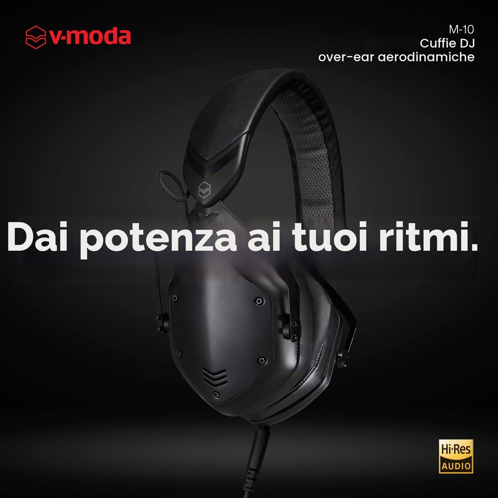 V-Moda M-10 | Essenziali cuffie circumaurali per DJ | Ottimizzate per i DJ e la musica dance | Bassi profondi e gamma acuta definita | Imbottiture in memory foam per lunghe sessioni | Nere