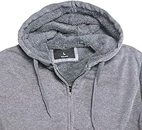 Vista 5 de Gary Com - Sudadera de sherpa pesada con capucha para hombre, forro de vellón grueso, con cremallera completa, cálida chaqueta de trabajo