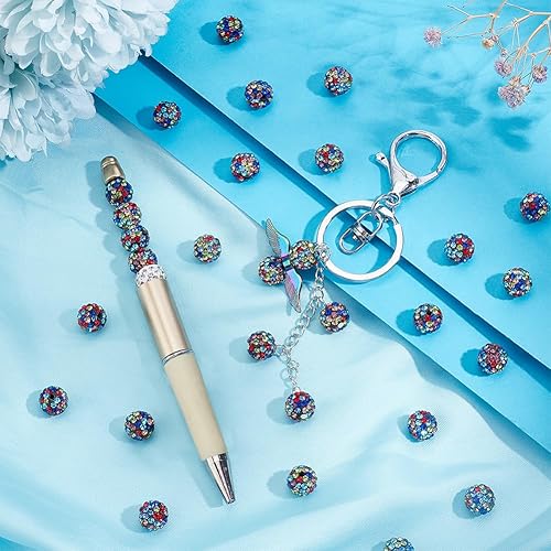 Miniatura 14 de Pandahall - Bolas de arcilla de 10 mm, tipo discoteca con 100 unidades, cuentas de polímero de arcilla con diamantes de imitación, creaciones