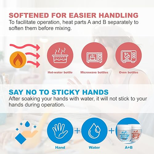 Miniatura 3 de Arcilla epoxi blanca para esculpir 1 libra de arcilla epoxi autoendurecible para esculpir, compuesto de modelado de 2 partes (A y B), arcilla epoxi