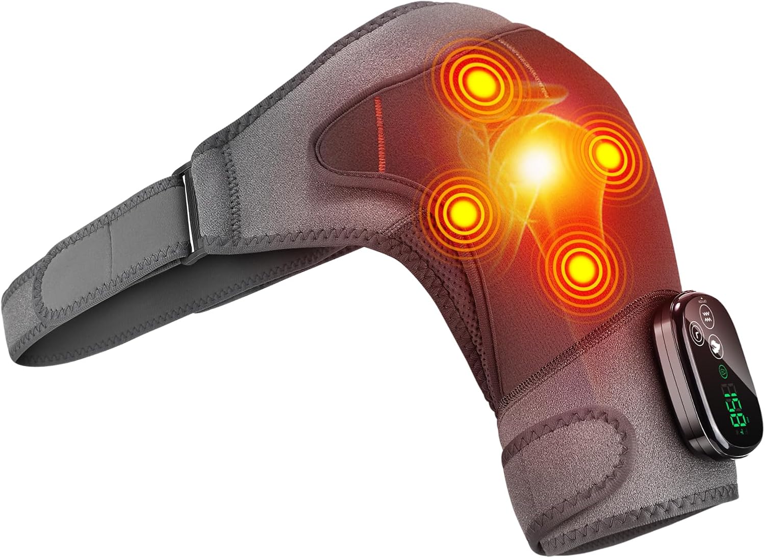 Cordless Shoulder Heating Pad with Massage, Enlarged Heated Shoulder Wrap with 4 Powerful Massage Motors, Shoulder Massager for Pain Relief Deep Tissue