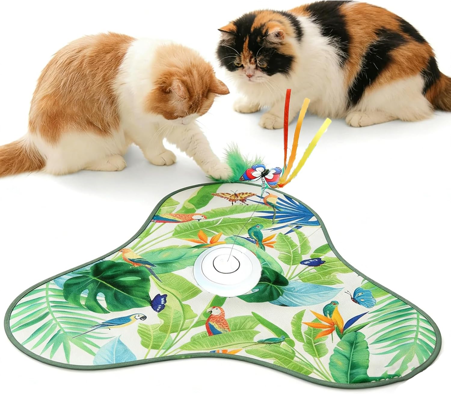 Interactive Cat Toys for Indoor Cats,Hide and Seek Cat Toys with Moving Concealed Wand Feather,Mouse Squeaky,Rechargeable Touch Activated Cat Kitten Toy for Indoor Bored Adult Cats(Green)