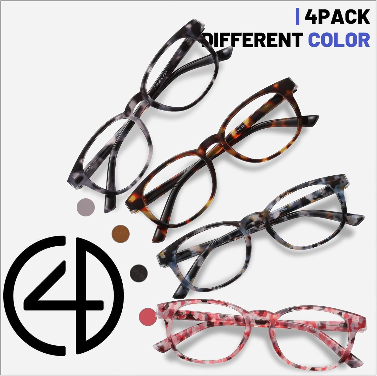 Przene Reading Glasses for Men Women Blue Light Blocking Readers Spring Hinges Lightweight Style Pack