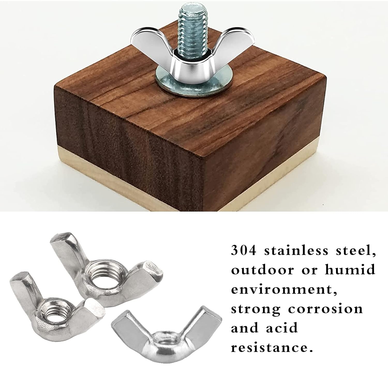 acdokuk 60 Pieces Wing Nuts Stainless Steel Set, Wing Nut Assortment M3