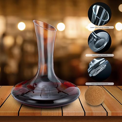 Miniatura 4 de Decantadores de vino, juego de decantadores de vino tinto de cristal con tapón y cepillo, aireador usado, accesorios de jarra de vidrio, regalos