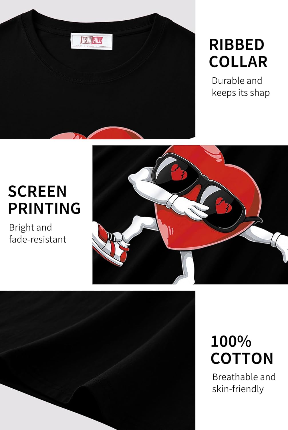 Arvilhill Men Valentine's Day Crewneck Shirt Trendy Graphic T-Shirts (S-3XL) - Image 6