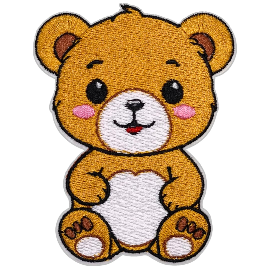 EMBROBOF Cute Teddy Bear Patch – 3.5 inches, Colorful Joyful Teddy Bear Iron On Patch – Embroidered Appliques for Children