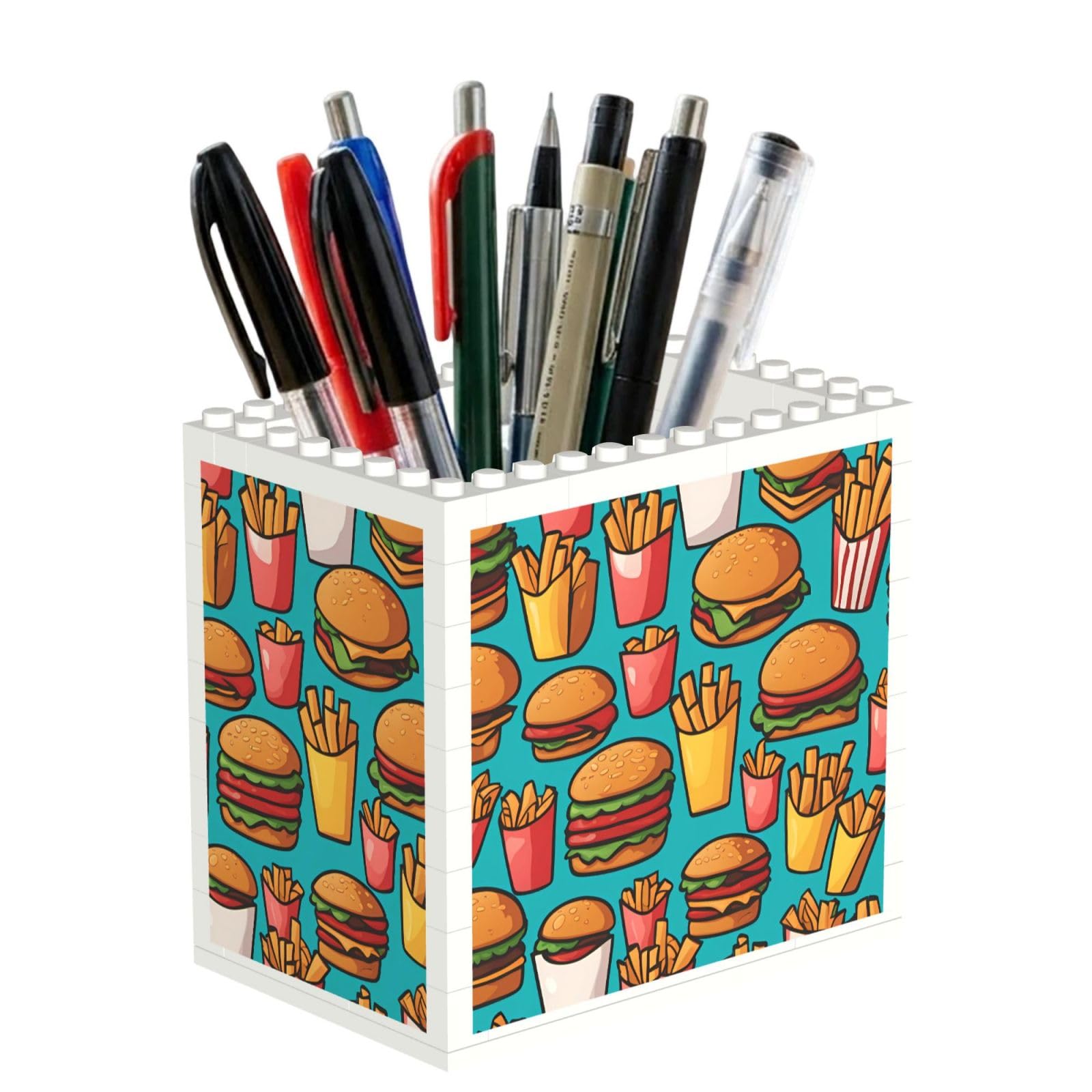SXZVVBN cartoon burger fries Building Block Desk Tidy ABS Organiser