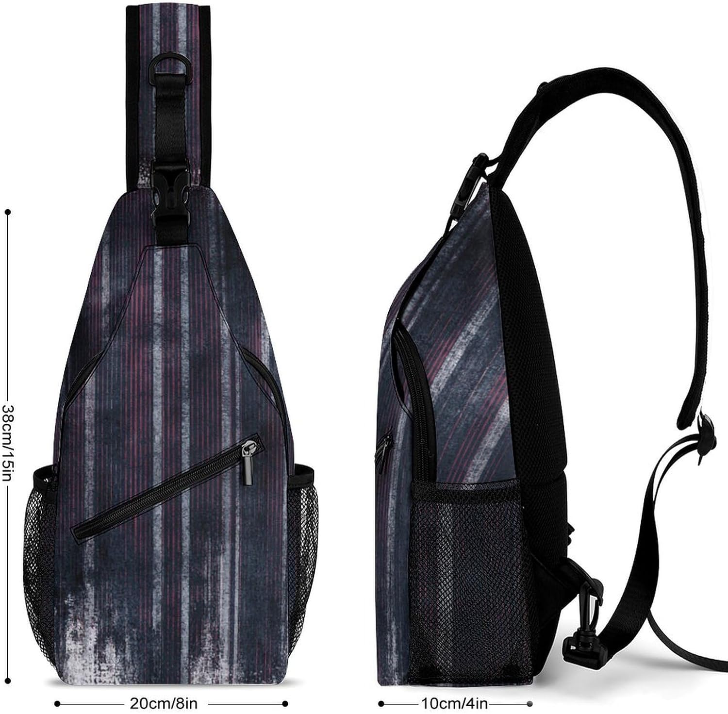 Dark Red And Gray-white Sling Crossbody Bag Lightweight Chest Shoulder Backpack for Outdoor Sports