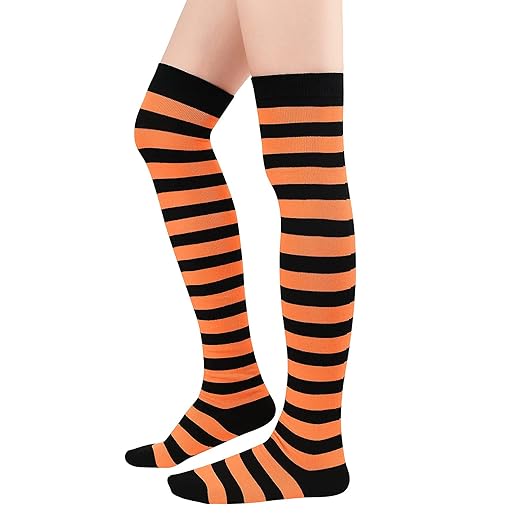 Century Star Thigh High Socks Striped Extra Long Tube for Women Over the Knee Athletic Sports Socks Plus Size Stockings