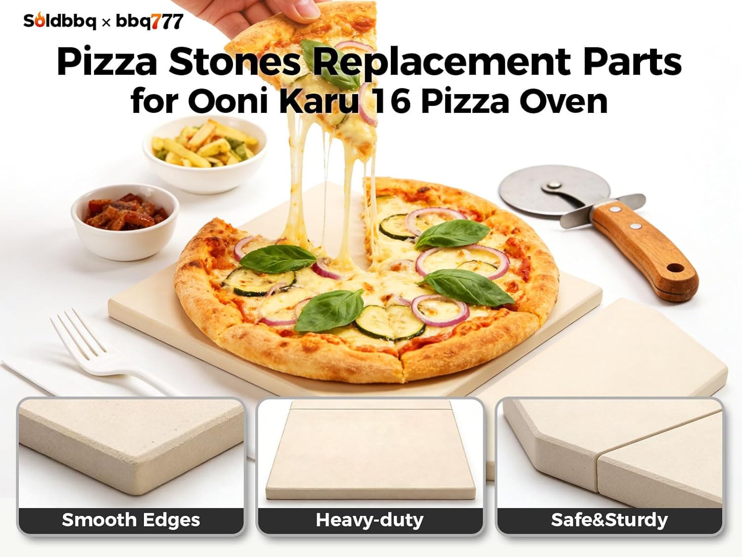 Pizza Stones Replacement Parts for Ooni Karu 16 Multi-Fuel Outdoor Pizza Oven Cordierite Baking Pizza Stones for Ooni Pizza Oven Stones Accessories for Bread, Pies,Pastry &Pizza