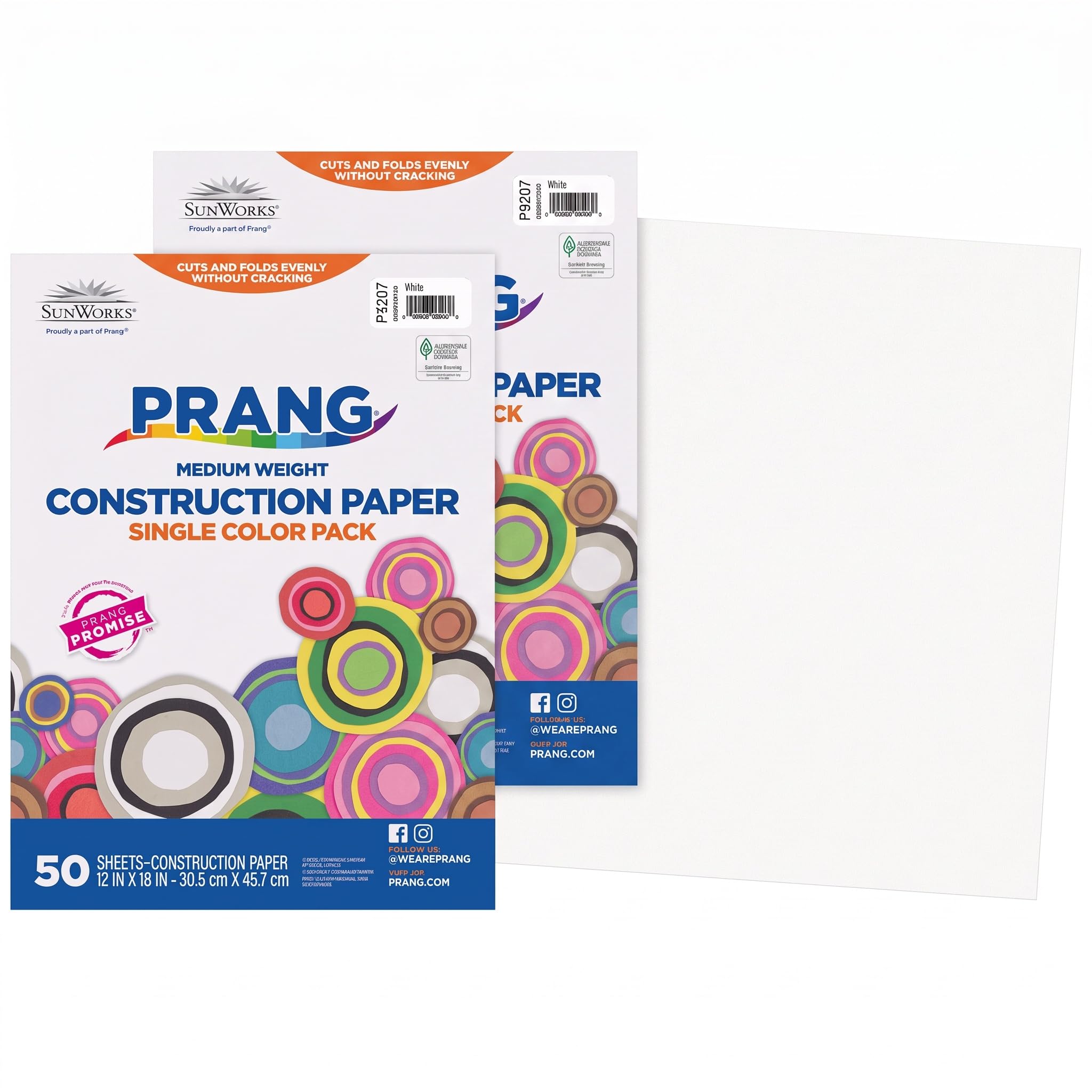 Prang (Formerly SunWorks) Construction Paper, White, 12" x 18", 50 Sheets (Pack of 2)