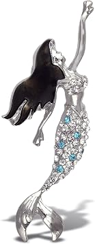 Mermaid Sparkling Refrigerator Magnet - Silver Sparkling Charm Rhinestones Crystals, Cute Sparkly Ocean Animal Magnet for Kitchen Door Fridge, Cool Home and Office Novelty Decor - 3 Inches