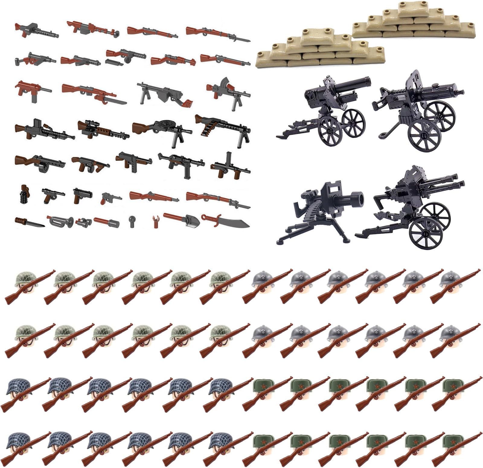 WW2 Building Set Action Figures with Weapon Accessories World War 2 Battle Pack, Idea Gifts for Kids (154 Pcs)