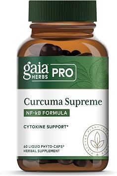 GAIA HERBS PRO Curcuma Supreme - يدعم صحة المناعة* - مستخلص جذر الكركم ومستخلص فاكهة الفلفل الأسود - مكونات عضوية - 60 كبسولة نباتية سائلة 60 حصة