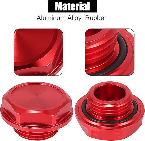 Miniatura 4 de X AUTOHAUX Tapa de tapón de llenado de aceite de motor de gas de aleación de aluminio roja para Toyota TRD Highlander RAV4 Yaris Camry Corolla