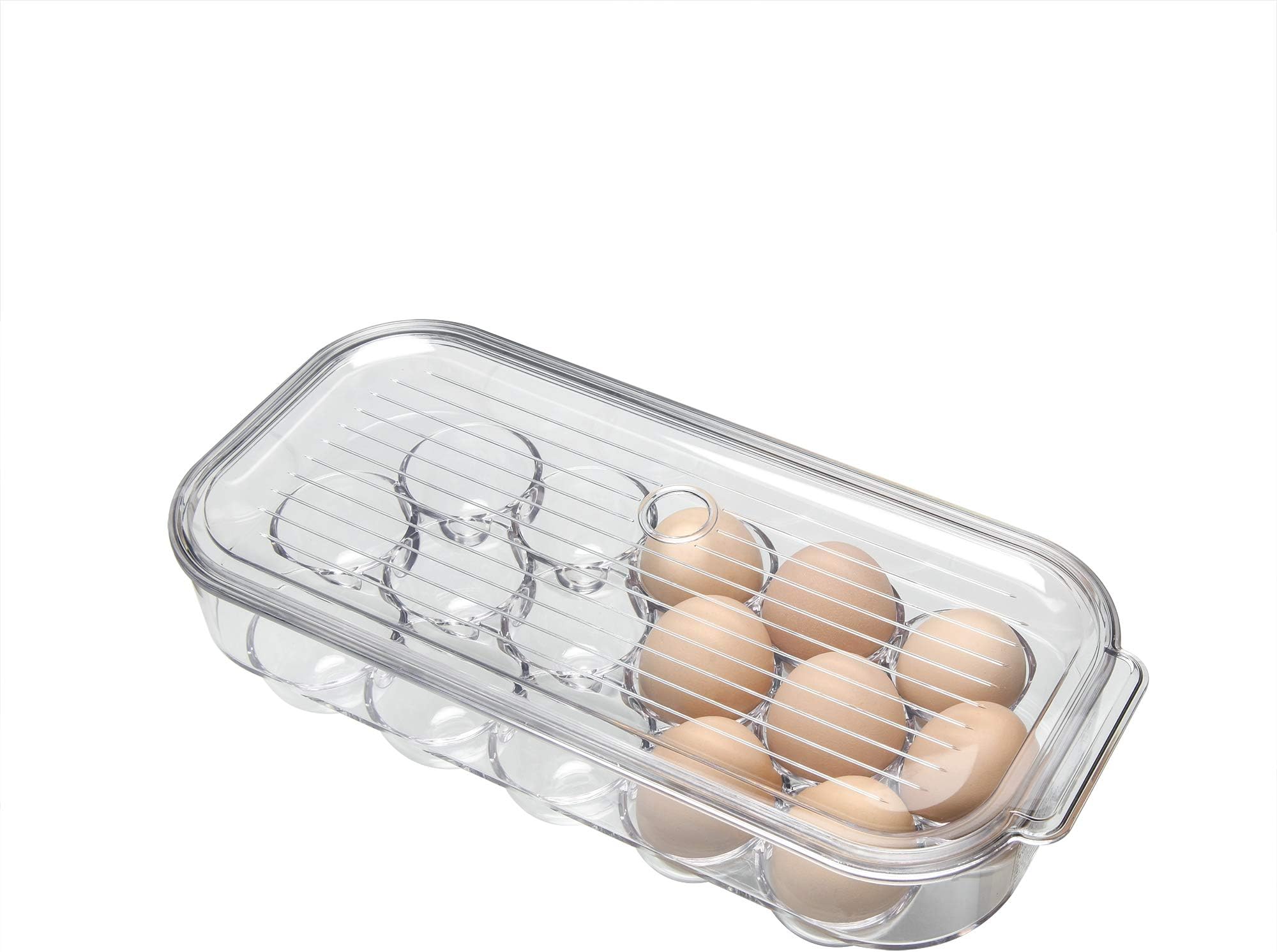 16 Eggs Holder for Refrigerator, BPA-Free, Egg Containers Organizer for Fridge, Kitchen, Clear