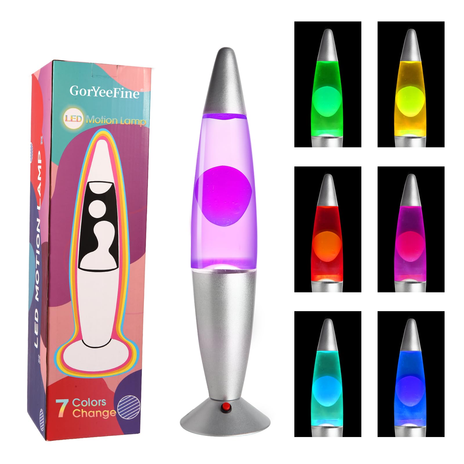 16Inch LED Liquid Motion Lamp,Non-Buble Safe DC Powered Motion Lamp,LED 7 Color Changing Night Lights for Kids Adults,Home Decor,Relaxing Lamp for Gift(Purple/Pink)