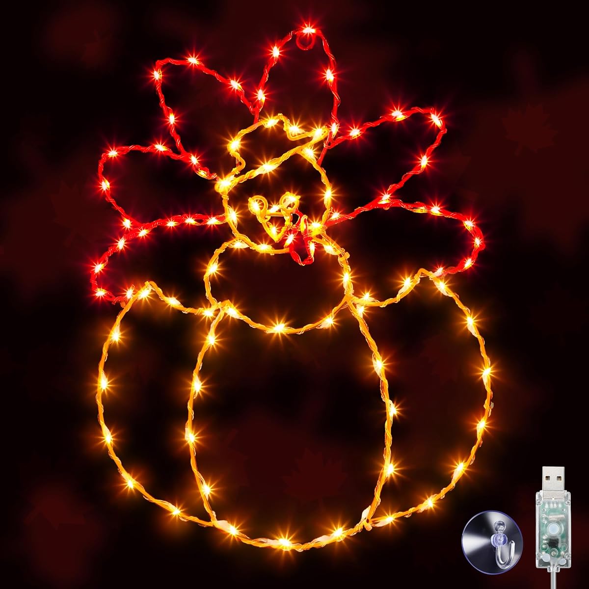 Hiboom Thanksgiving Turkey Pumpkin String Lights, 85 LED, 16in H x 13in L, USB