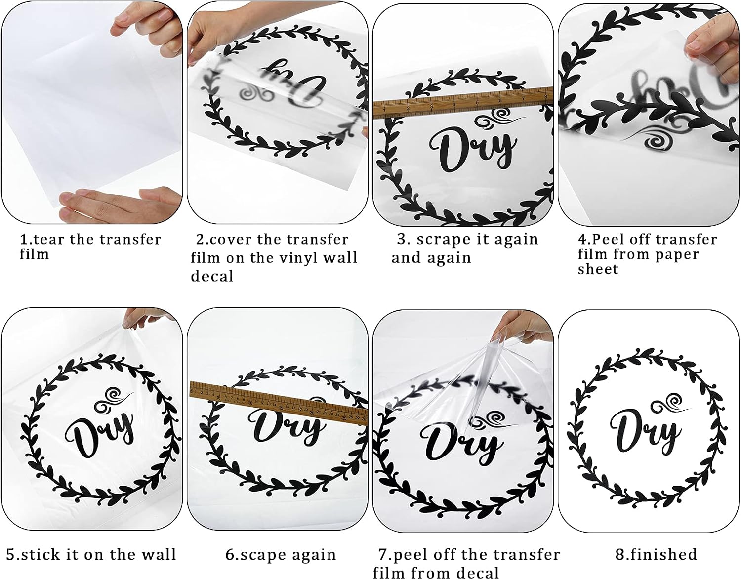 Zonon 4 Pcs Laundry Room Decals Wash and Dry Decal Sticke,13 Inch, Black